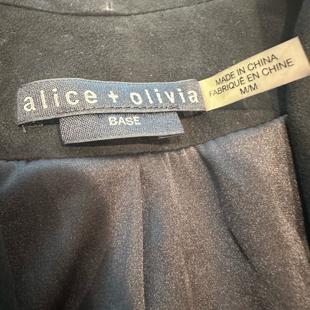 Alice + Olivia Black Cropped Blazer Waterfall Collar - Harvey Jacket Suede - Picture 3 of 6
